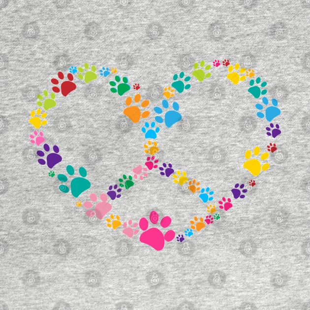 Dog paw print made of colorful heart peace sign by GULSENGUNEL